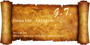 Geszler Talabor névjegykártya